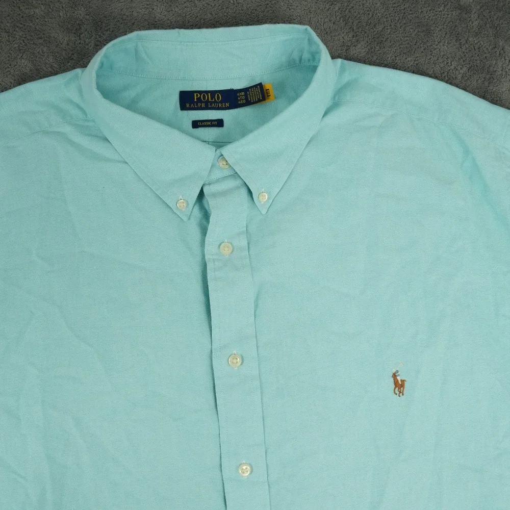 Polo Ralph Lauren Button Down Shirt Men 4XB Blue Short Sleeve Classic Fit Cotton